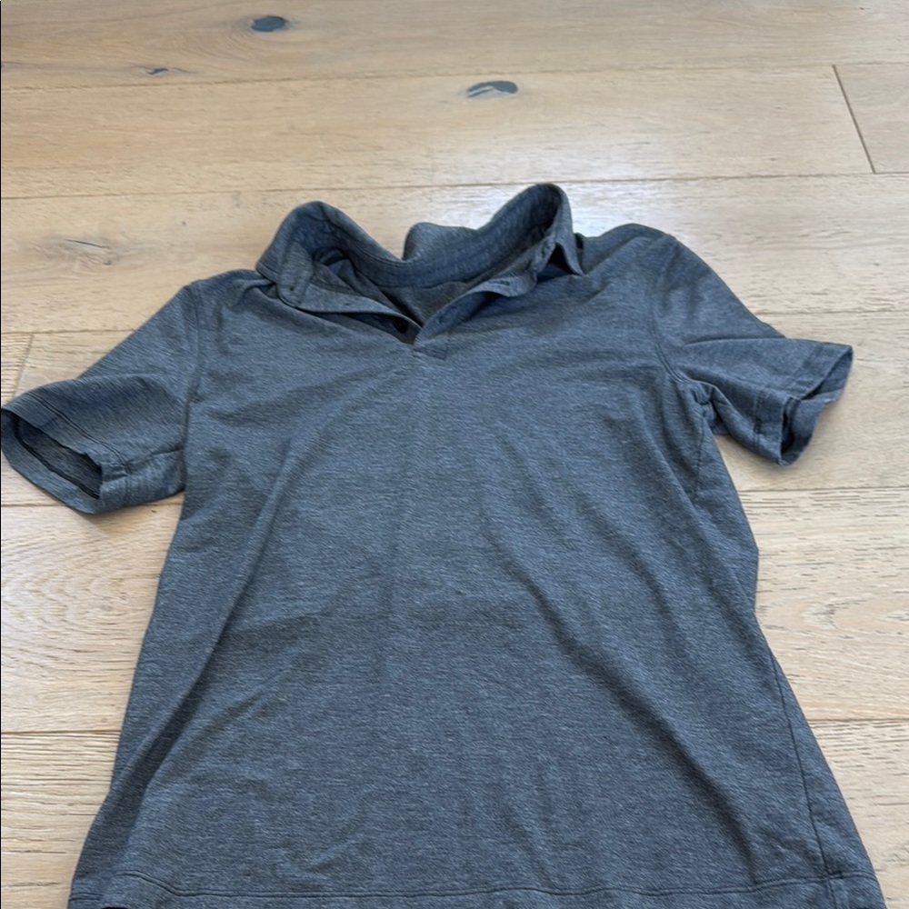 Gray Lululemon Mens Short Sleeve Polo Shirt